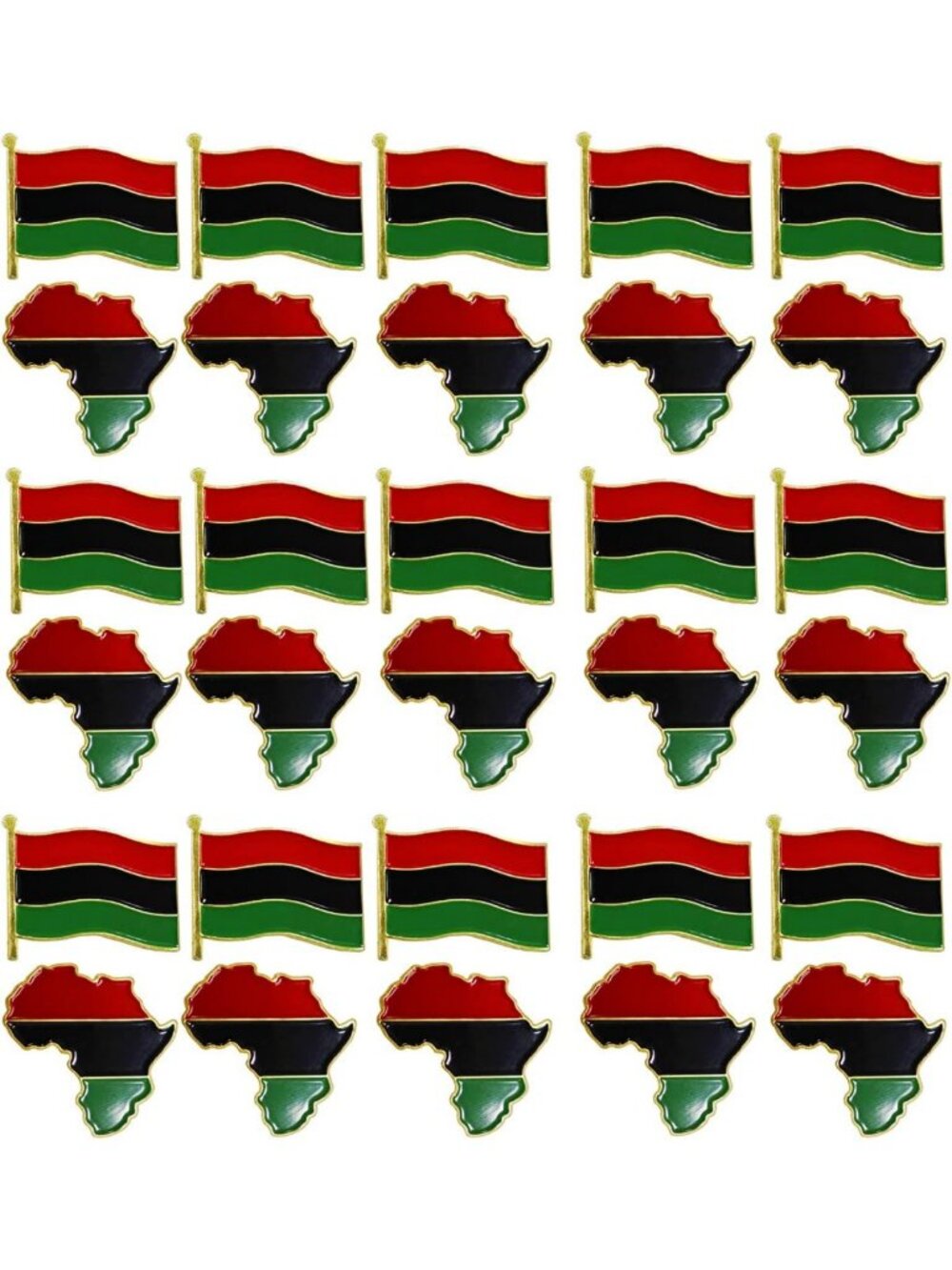 Juneteenth Pan-African Lapel Pins - Metal Black Liberation Souvenirs, 6-100 Pack